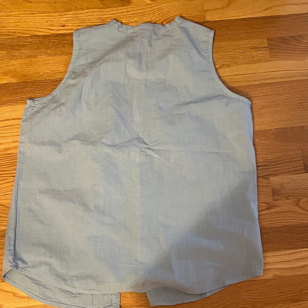 Hot Cotton Sky Blue Button-Up Blouse - Picture 4 of 4